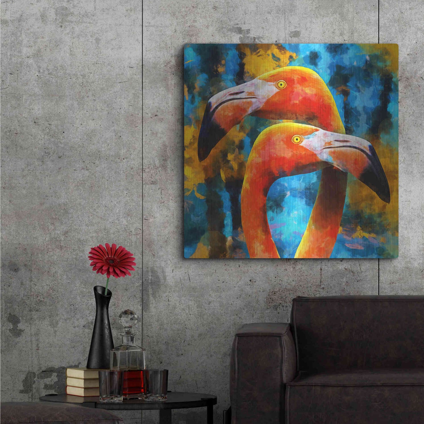 Luxe Metal Art 'The Lost Flamingos ' by Epic Portfolio, Metal Wall Art,36x36
