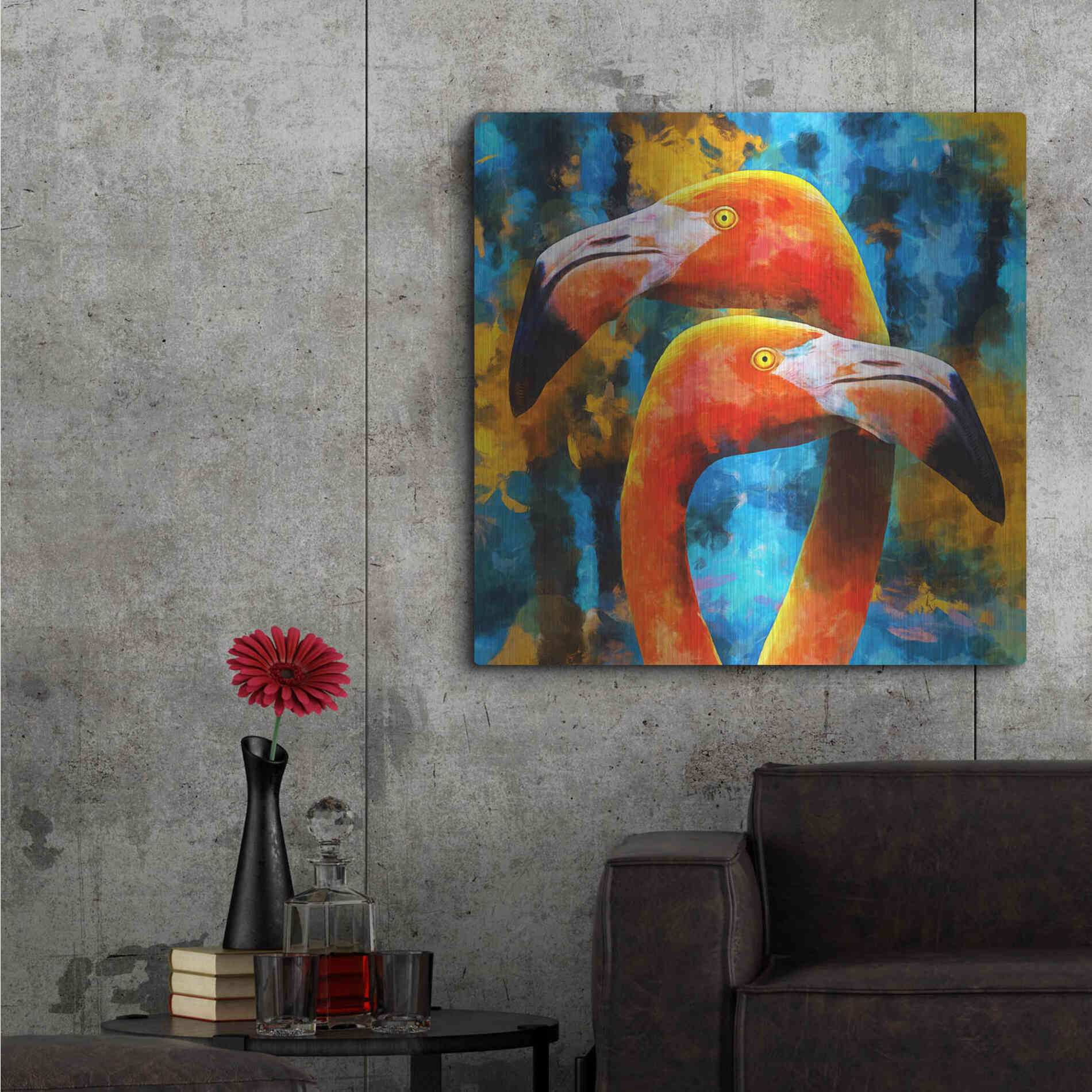 Luxe Metal Art 'The Lost Flamingos ' by Epic Portfolio, Metal Wall Art,36x36