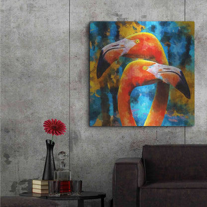 Luxe Metal Art 'The Lost Flamingos ' by Epic Portfolio, Metal Wall Art,36x36
