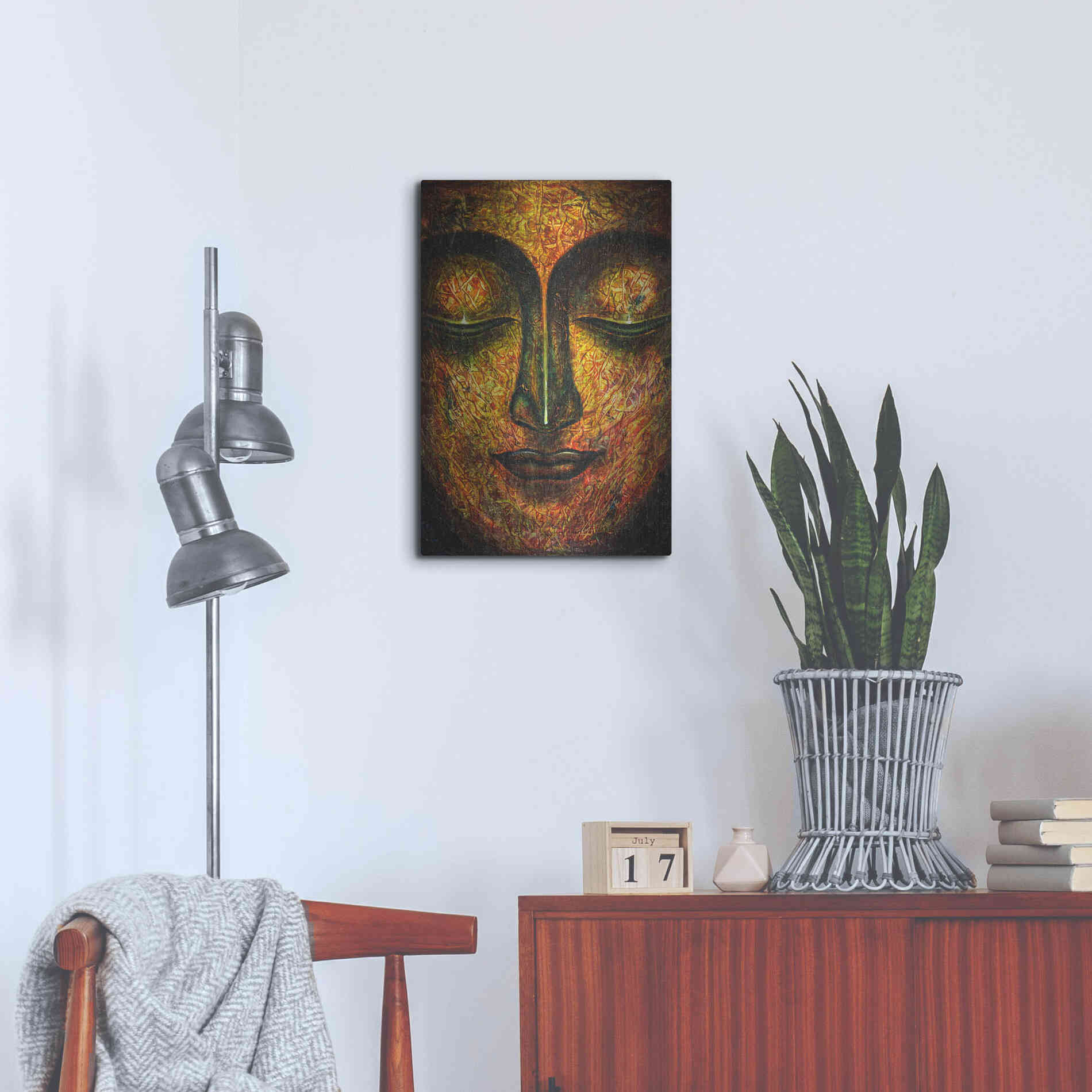Luxe Metal Art 'Tranquil Budha' by Epic Portfolio, Metal Wall Art,16x24