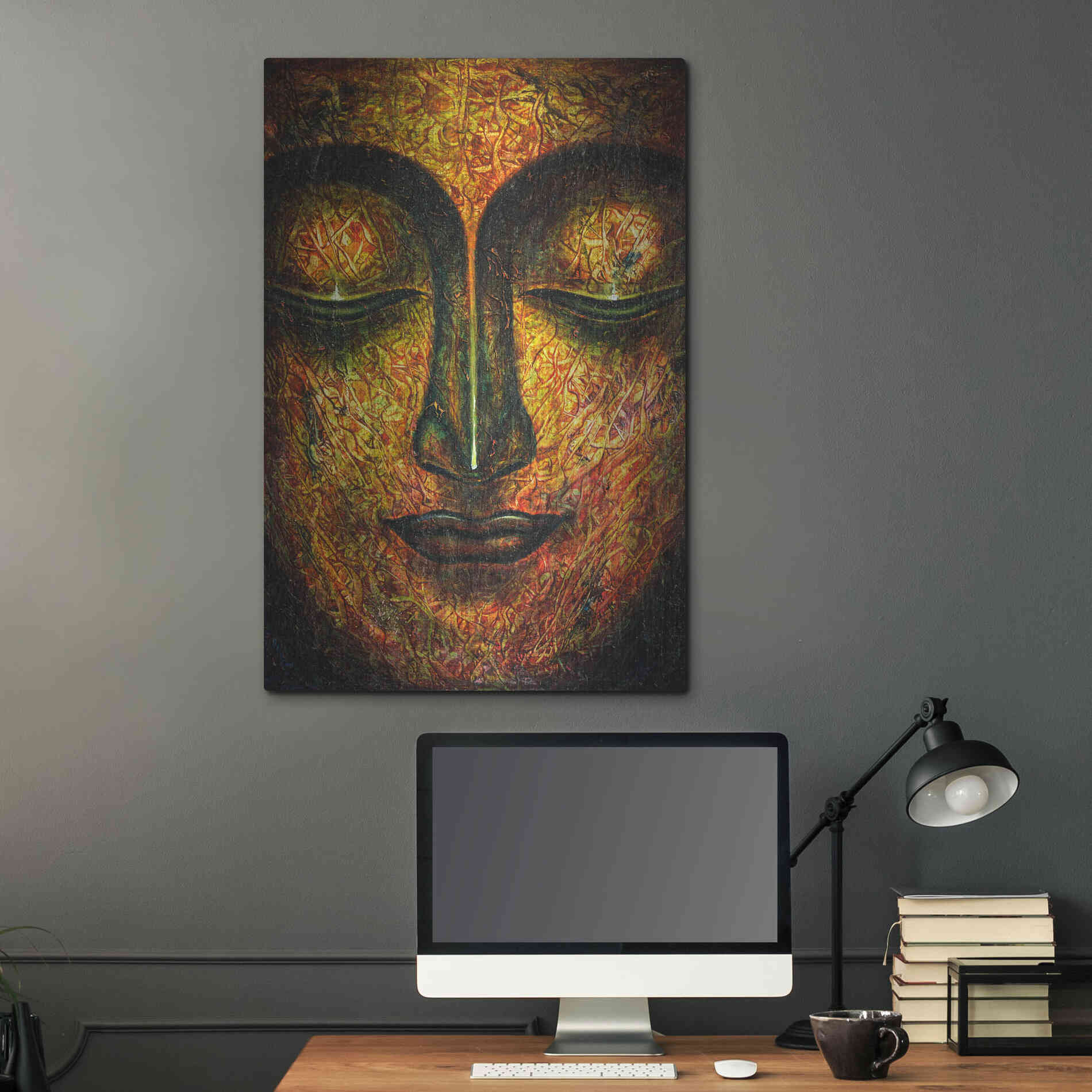 Luxe Metal Art 'Tranquil Budha' by Epic Portfolio, Metal Wall Art,24x36