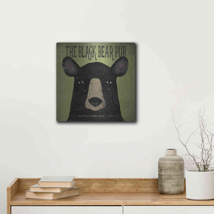 Luxe Metal Art 'The Black Bear Pub' by Ryan Fowler, Metal Wall Art,12x12