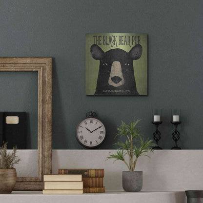 Luxe Metal Art 'The Black Bear Pub' by Ryan Fowler, Metal Wall Art,12x12
