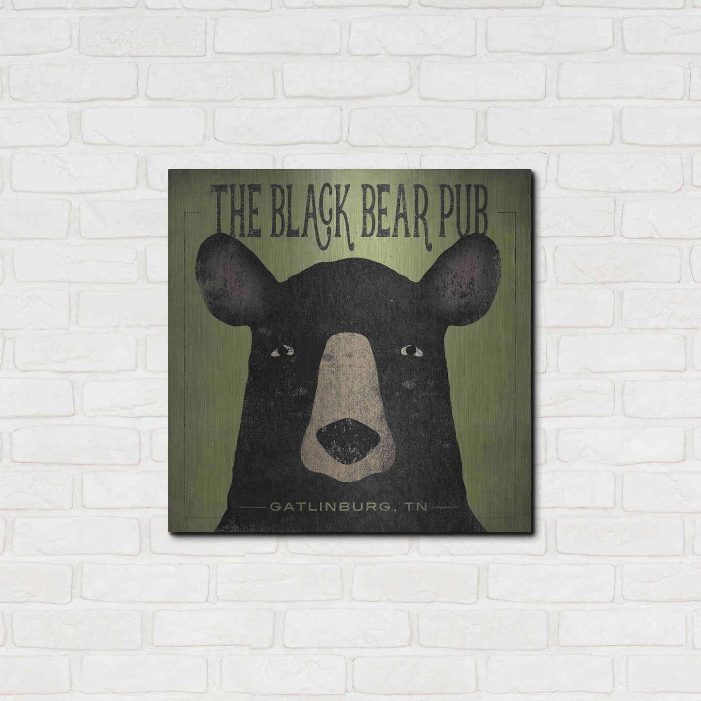 Luxe Metal Art 'The Black Bear Pub' by Ryan Fowler, Metal Wall Art,24x24