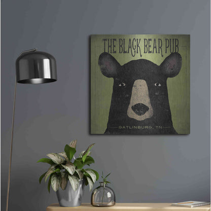 Luxe Metal Art 'The Black Bear Pub' by Ryan Fowler, Metal Wall Art,24x24