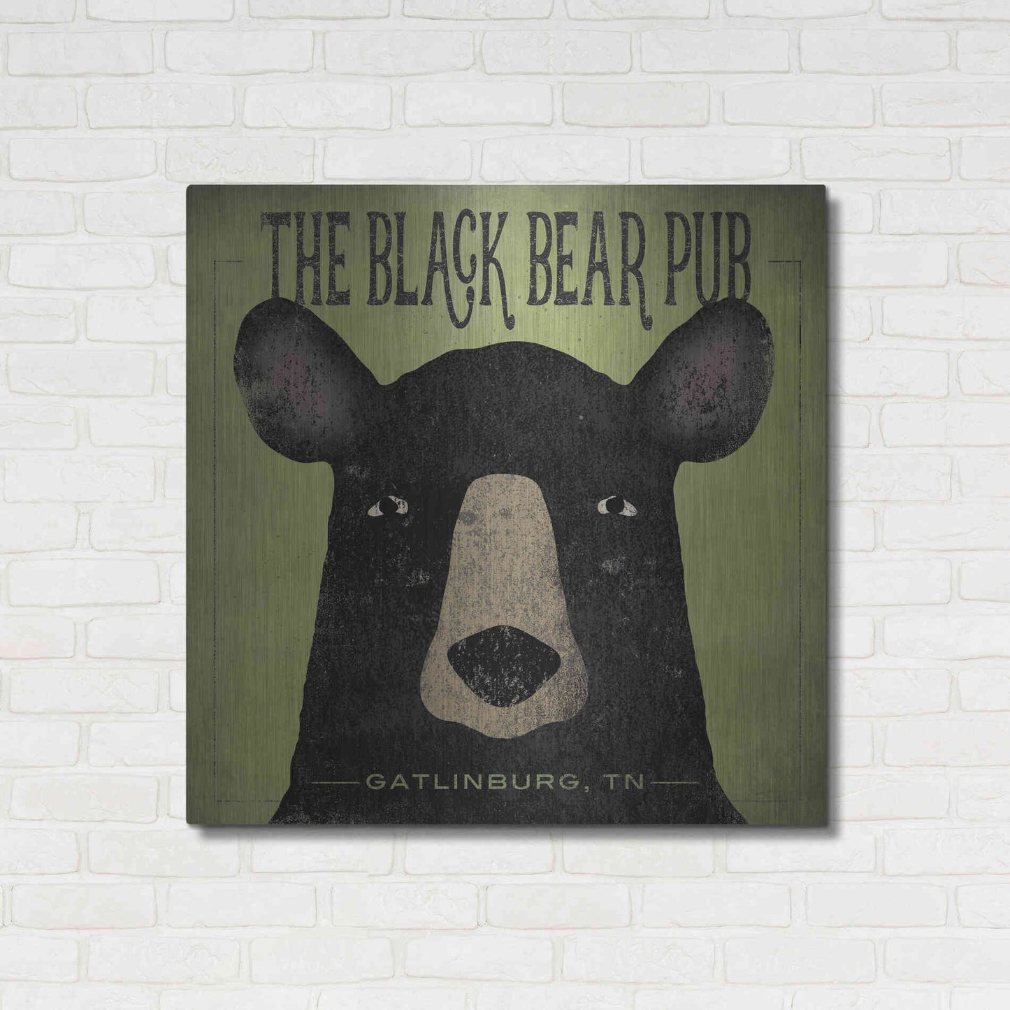 Luxe Metal Art 'The Black Bear Pub' by Ryan Fowler, Metal Wall Art,36x36