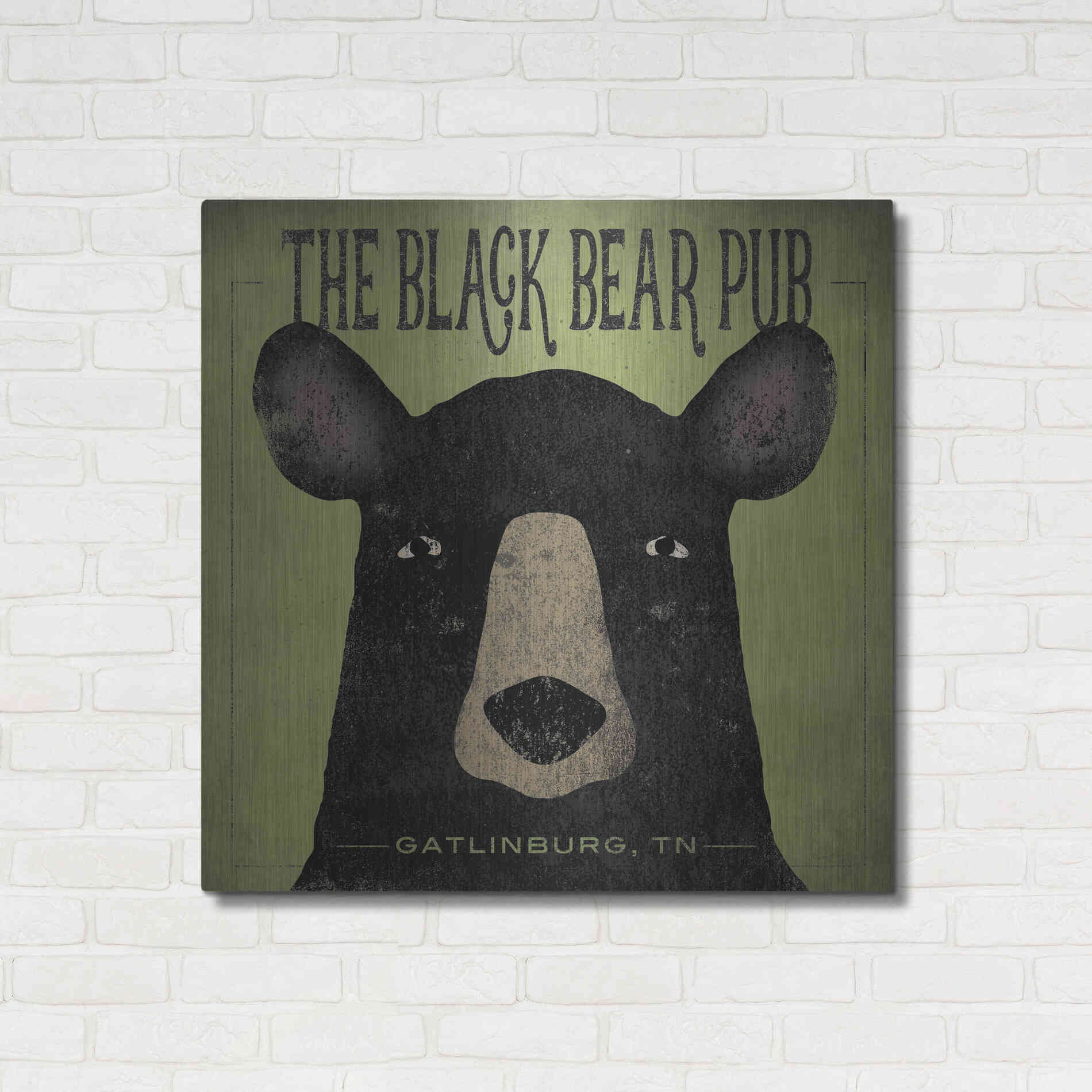 Luxe Metal Art 'The Black Bear Pub' by Ryan Fowler, Metal Wall Art,36x36