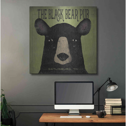 Luxe Metal Art 'The Black Bear Pub' by Ryan Fowler, Metal Wall Art,36x36