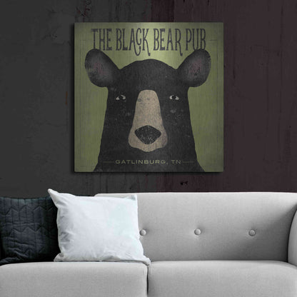 Luxe Metal Art 'The Black Bear Pub' by Ryan Fowler, Metal Wall Art,36x36