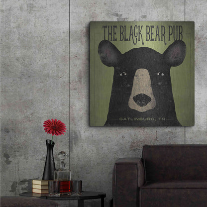 Luxe Metal Art 'The Black Bear Pub' by Ryan Fowler, Metal Wall Art,36x36