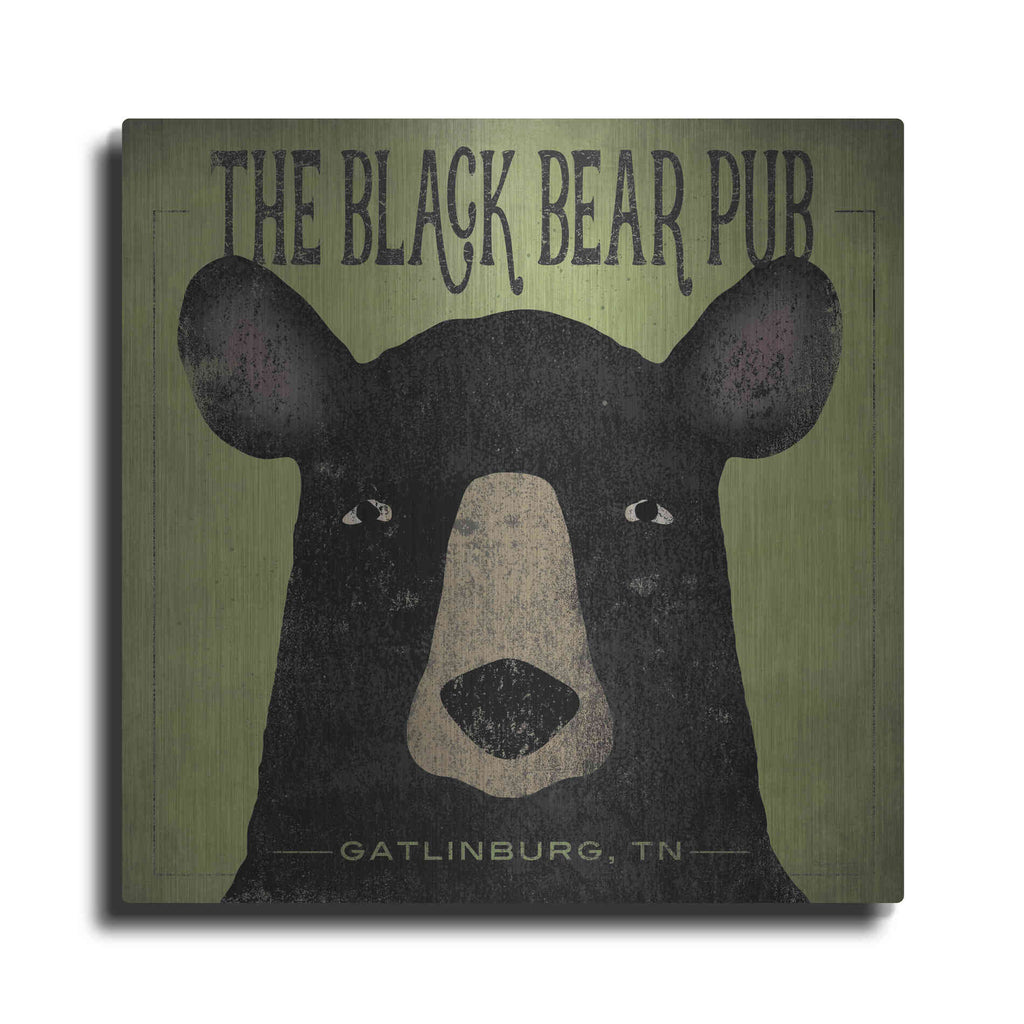 Luxe Metal Art 'The Black Bear Pub' by Ryan Fowler, Metal Wall Art