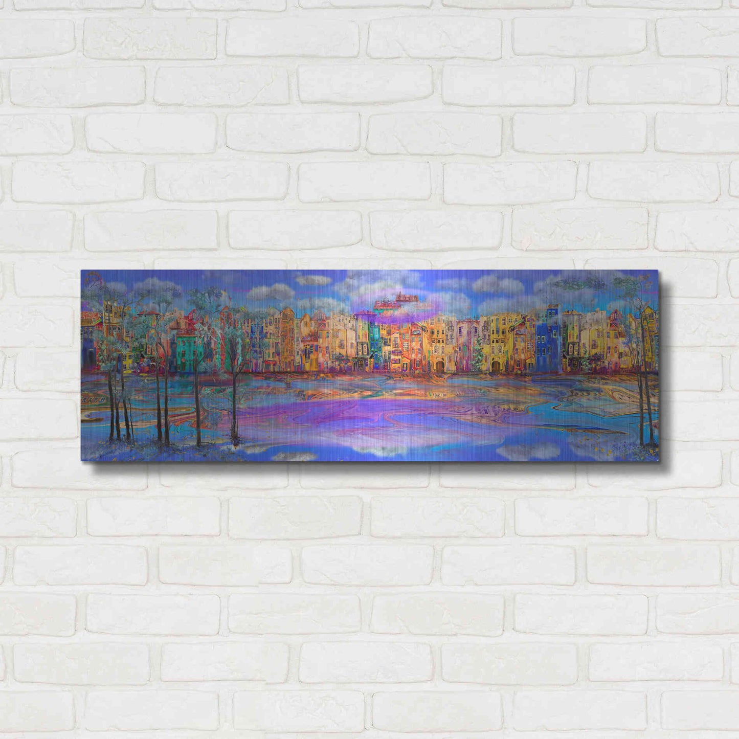 Luxe Metal Art 'Trippy Amsterdam' by Epic Portfolio, Metal Wall Art,36x12