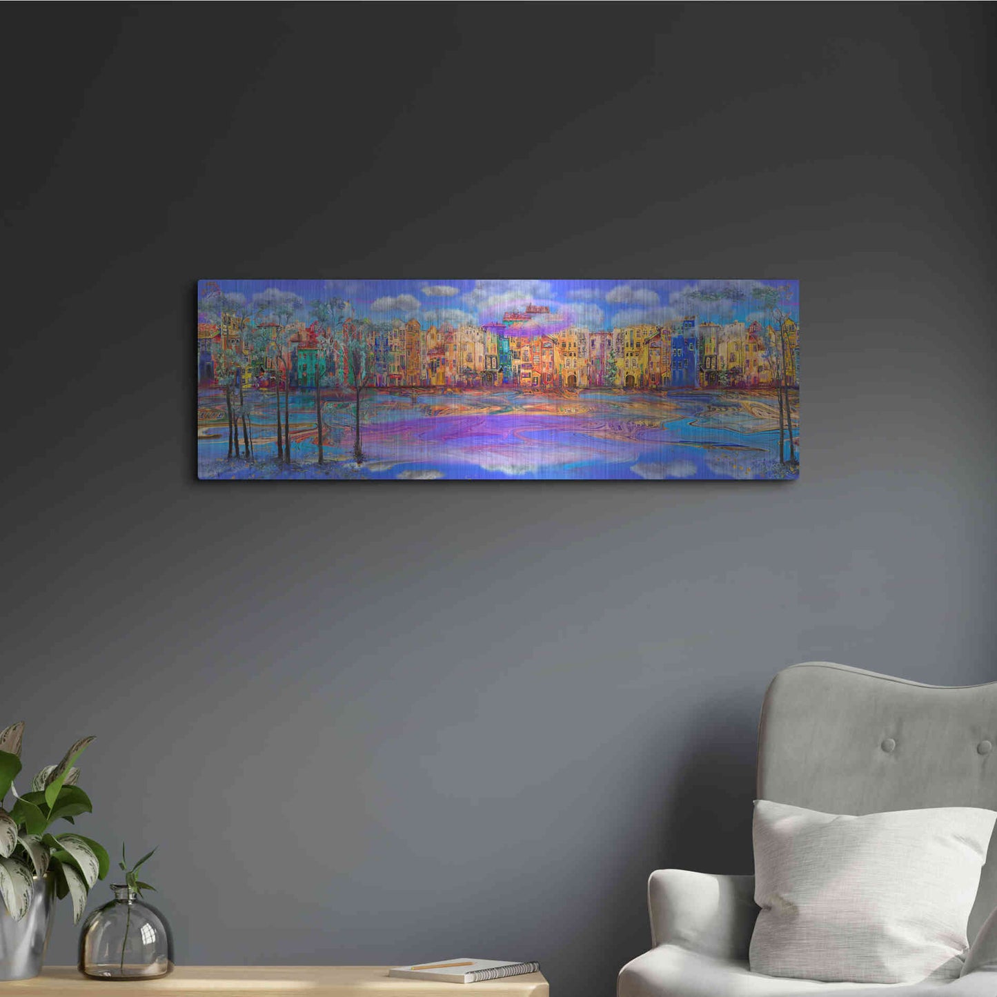 Luxe Metal Art 'Trippy Amsterdam' by Epic Portfolio, Metal Wall Art,36x12