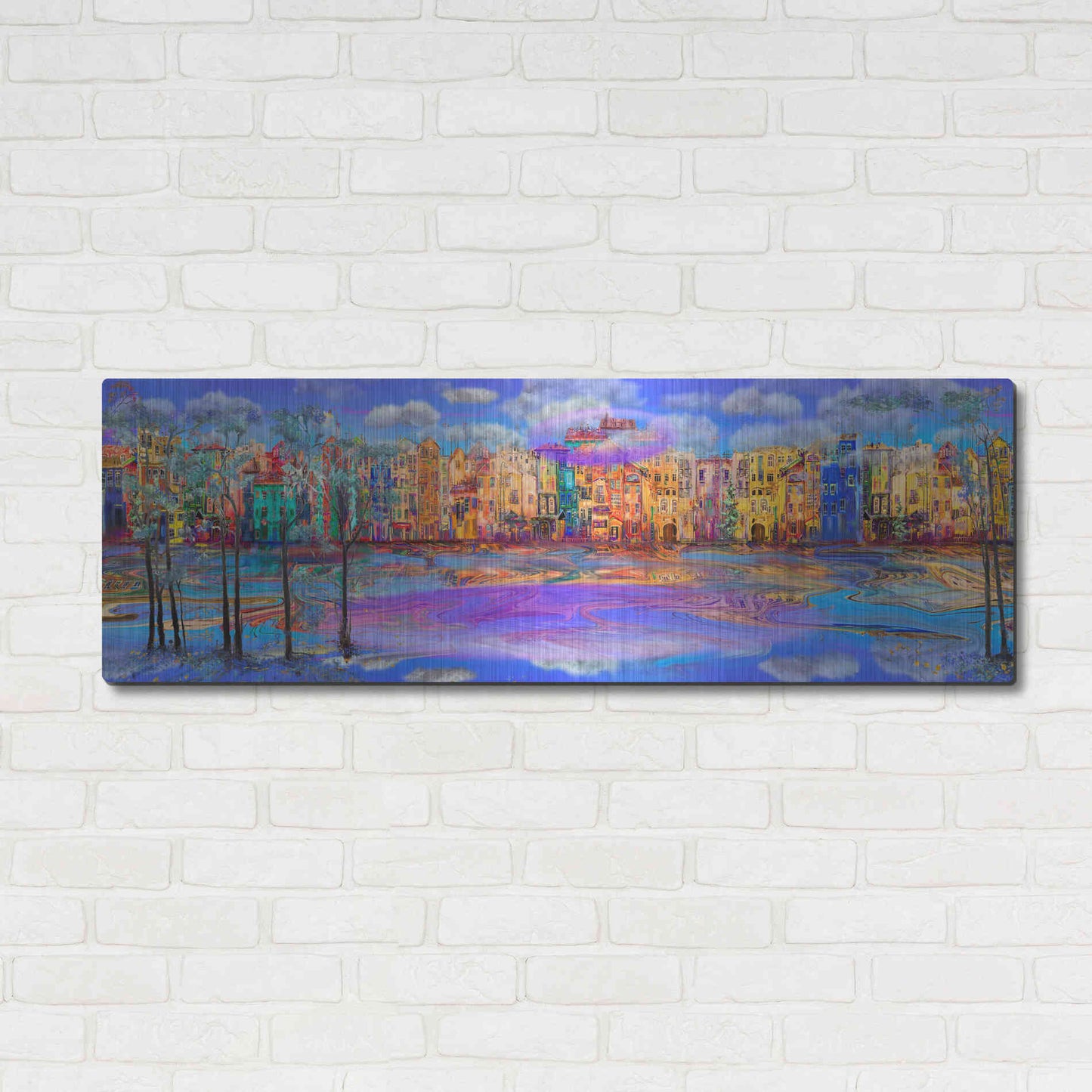 Luxe Metal Art 'Trippy Amsterdam' by Epic Portfolio, Metal Wall Art,48x16