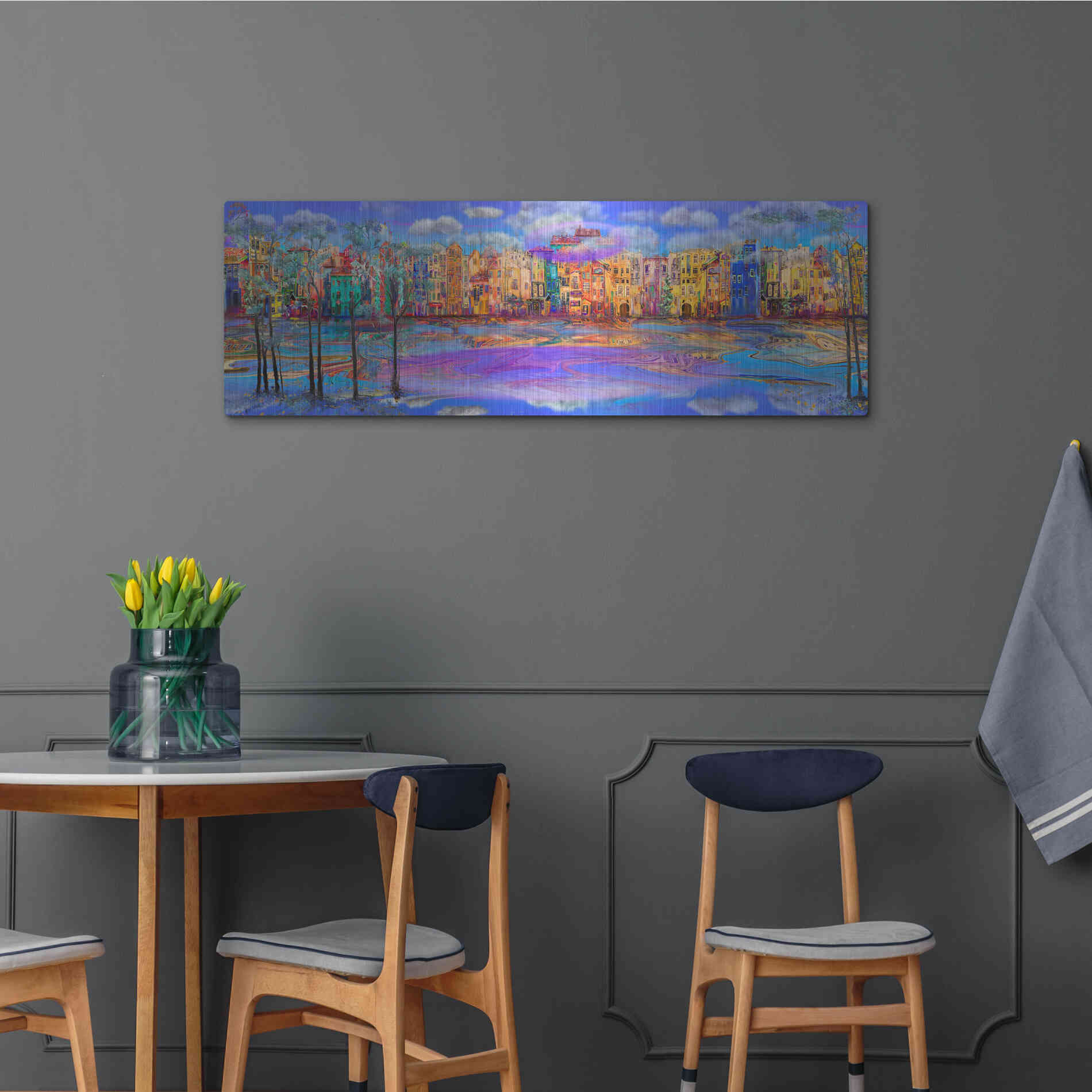 Luxe Metal Art 'Trippy Amsterdam' by Epic Portfolio, Metal Wall Art,48x16