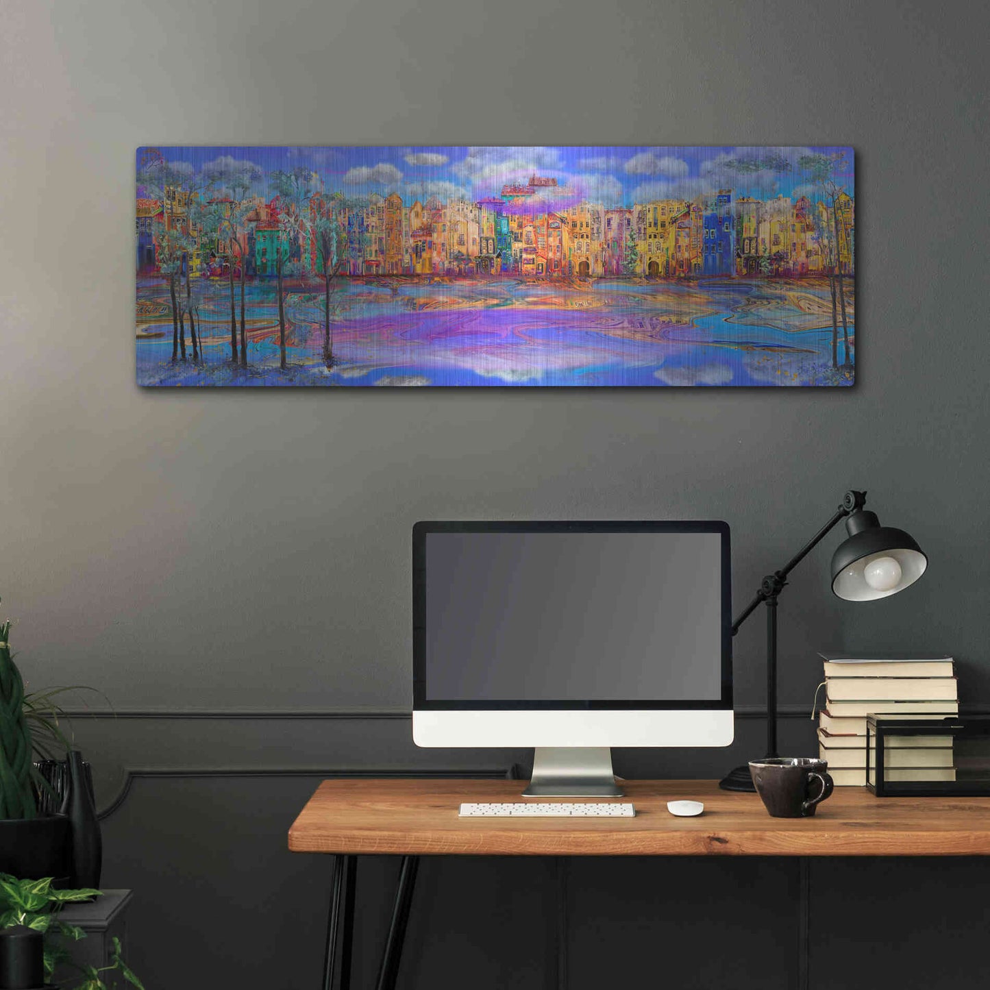 Luxe Metal Art 'Trippy Amsterdam' by Epic Portfolio, Metal Wall Art,48x16