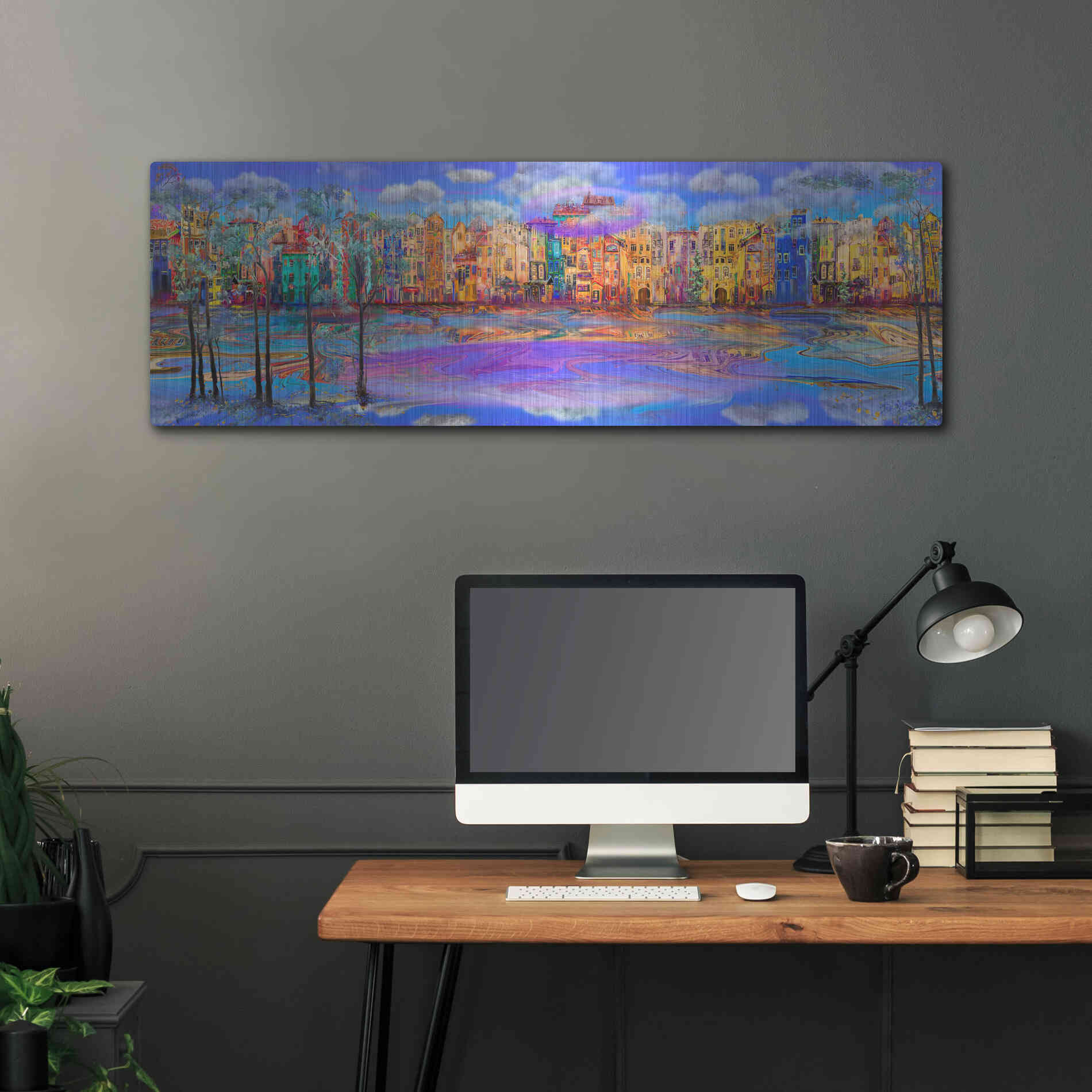 Luxe Metal Art 'Trippy Amsterdam' by Epic Portfolio, Metal Wall Art,48x16