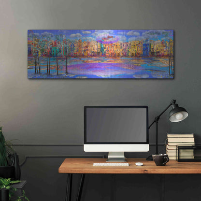 Luxe Metal Art 'Trippy Amsterdam' by Epic Portfolio, Metal Wall Art,48x16