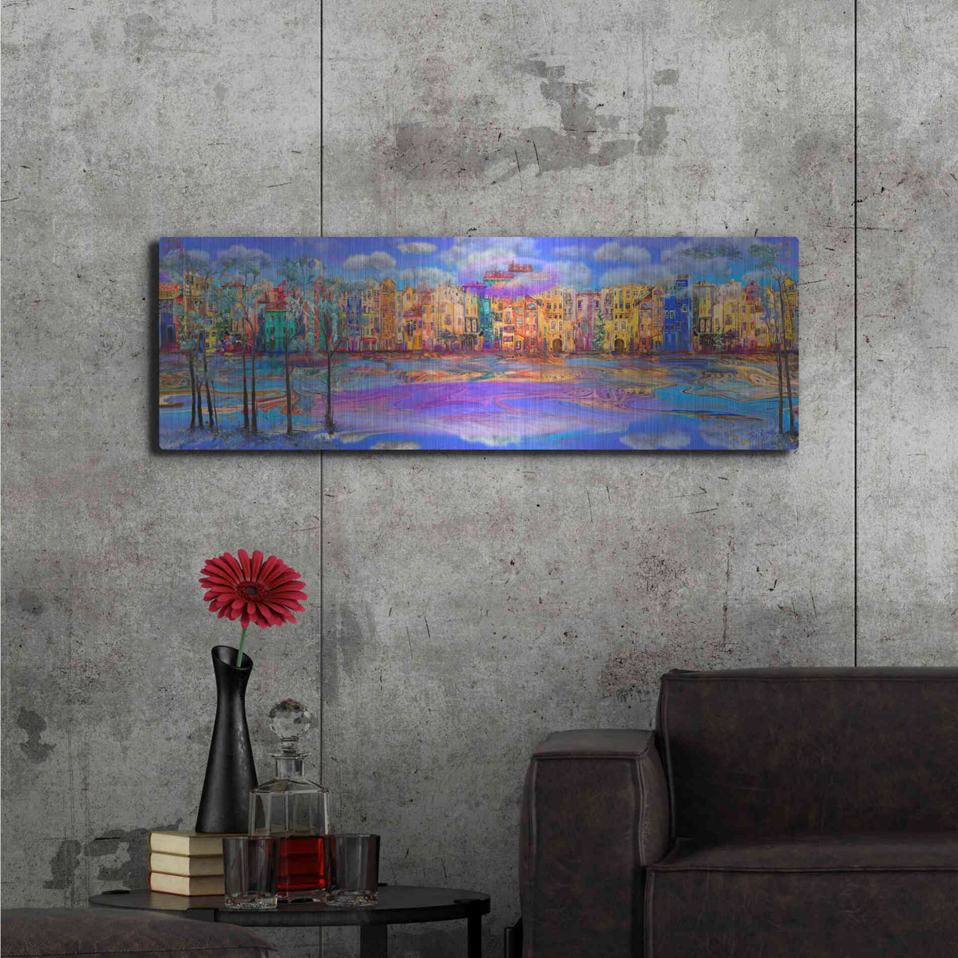 Luxe Metal Art 'Trippy Amsterdam' by Epic Portfolio, Metal Wall Art,48x16