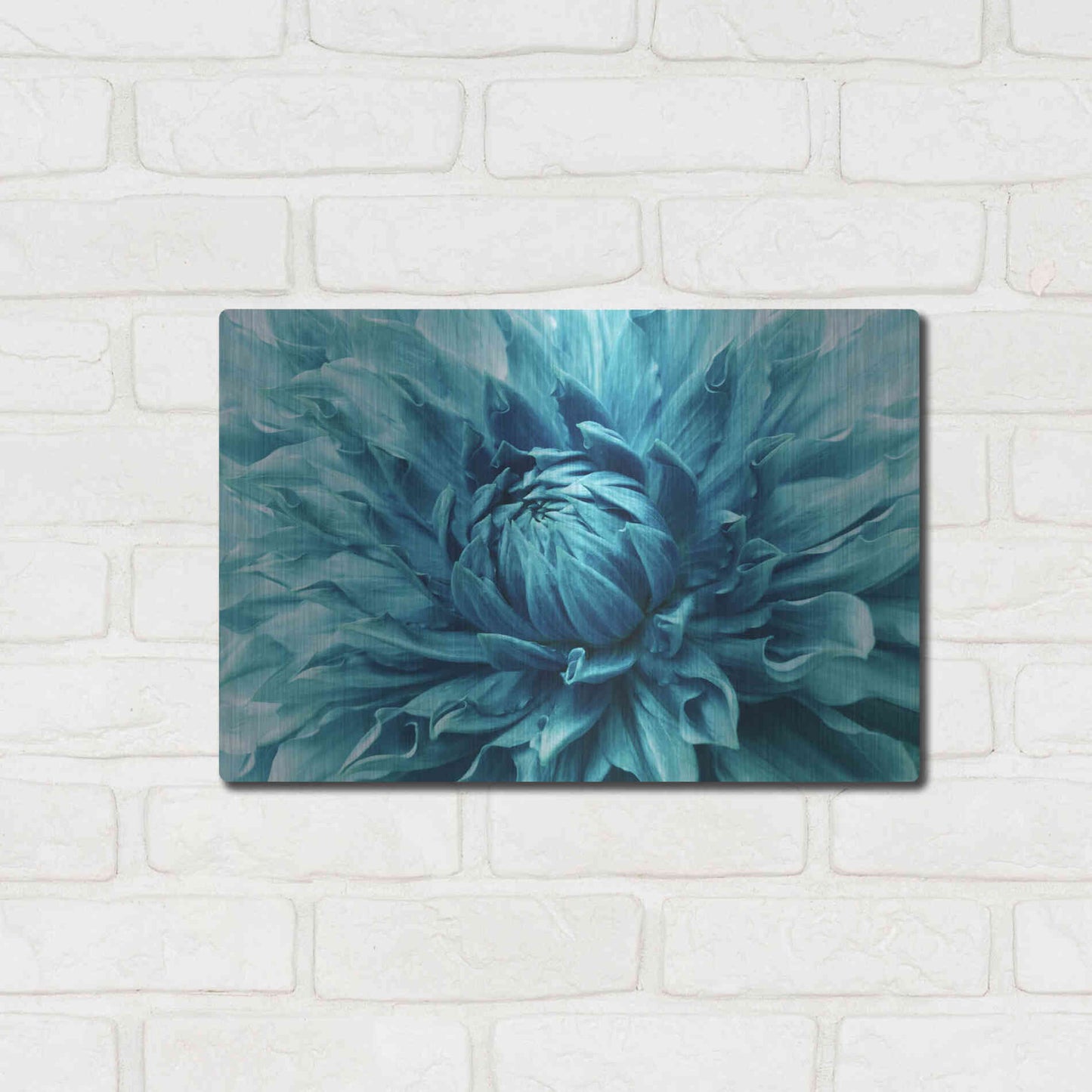 Luxe Metal Art 'Turquoise Dahlia' by Epic Portfolio, Metal Wall Art,16x12