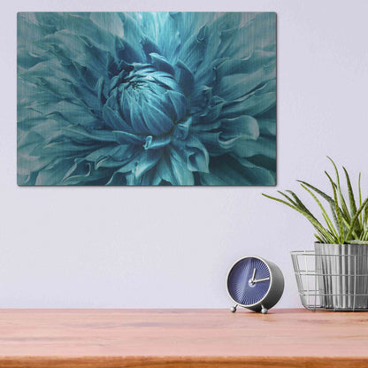 Luxe Metal Art 'Turquoise Dahlia' by Epic Portfolio, Metal Wall Art,16x12