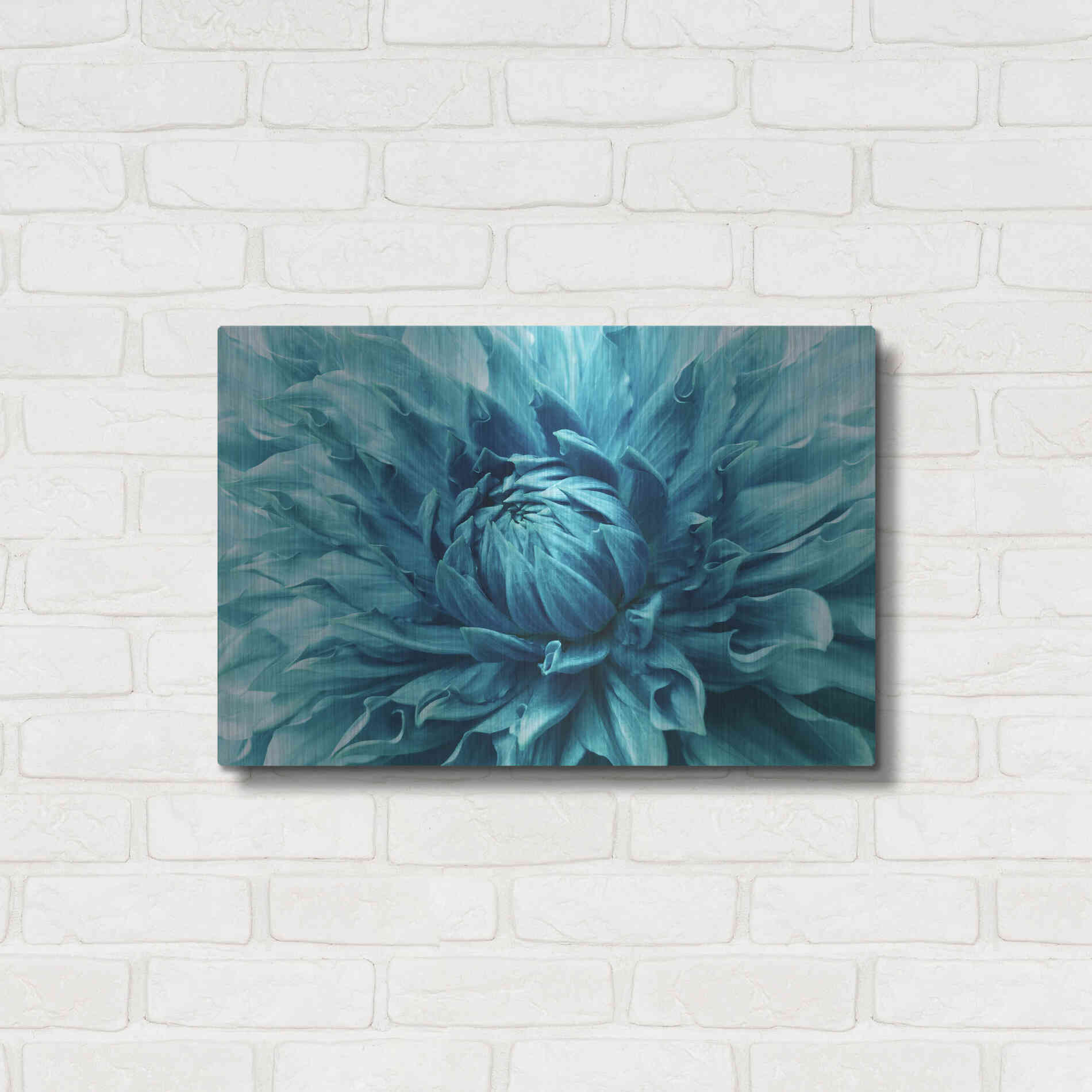 Luxe Metal Art 'Turquoise Dahlia' by Epic Portfolio, Metal Wall Art,24x16