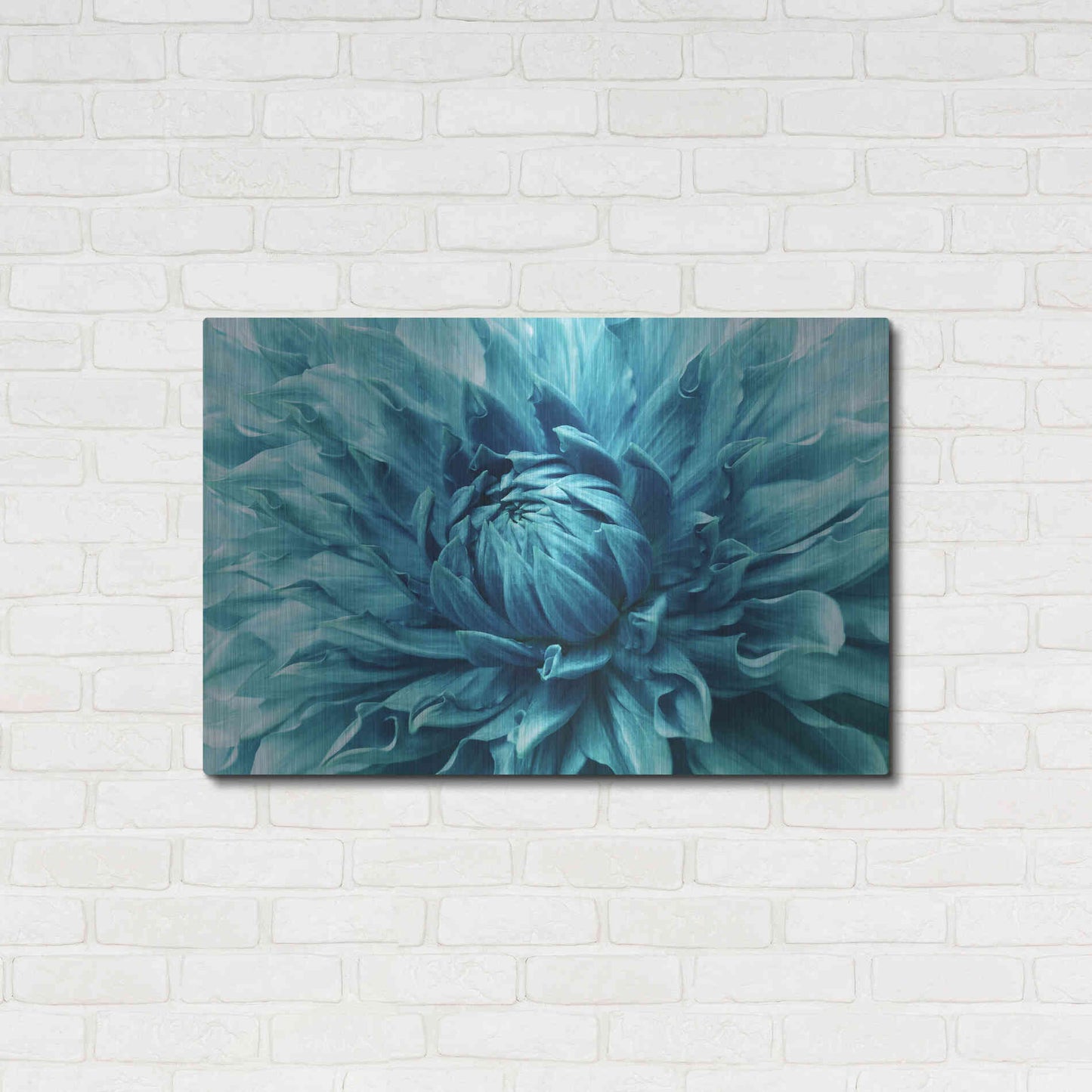 Luxe Metal Art 'Turquoise Dahlia' by Epic Portfolio, Metal Wall Art,36x24