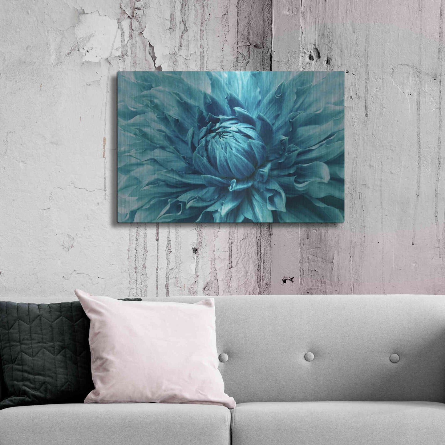 Luxe Metal Art 'Turquoise Dahlia' by Epic Portfolio, Metal Wall Art,36x24