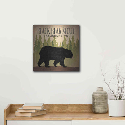 Luxe Metal Art 'Take a Hike Bear Black Bear Stout' by Ryan Fowler, Metal Wall Art,12x12