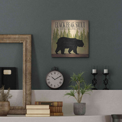Luxe Metal Art 'Take a Hike Bear Black Bear Stout' by Ryan Fowler, Metal Wall Art,12x12