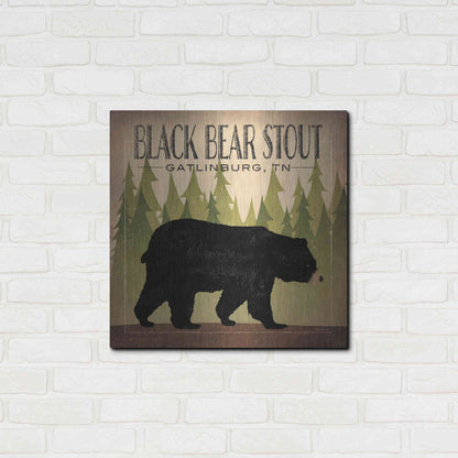Luxe Metal Art 'Take a Hike Bear Black Bear Stout' by Ryan Fowler, Metal Wall Art,24x24