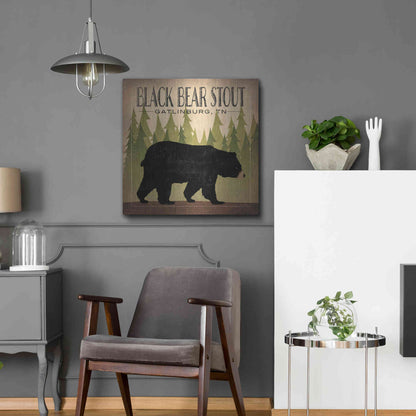 Luxe Metal Art 'Take a Hike Bear Black Bear Stout' by Ryan Fowler, Metal Wall Art,24x24