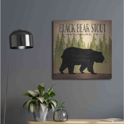 Luxe Metal Art 'Take a Hike Bear Black Bear Stout' by Ryan Fowler, Metal Wall Art,24x24