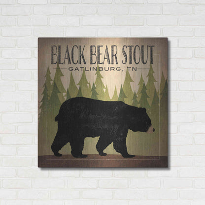 Luxe Metal Art 'Take a Hike Bear Black Bear Stout' by Ryan Fowler, Metal Wall Art,36x36