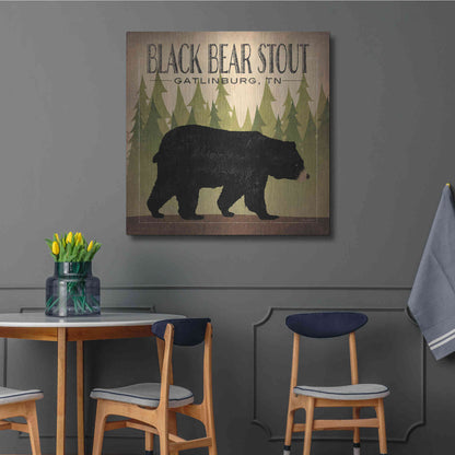 Luxe Metal Art 'Take a Hike Bear Black Bear Stout' by Ryan Fowler, Metal Wall Art,36x36