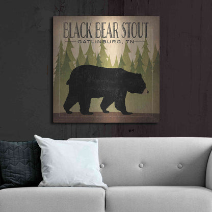 Luxe Metal Art 'Take a Hike Bear Black Bear Stout' by Ryan Fowler, Metal Wall Art,36x36