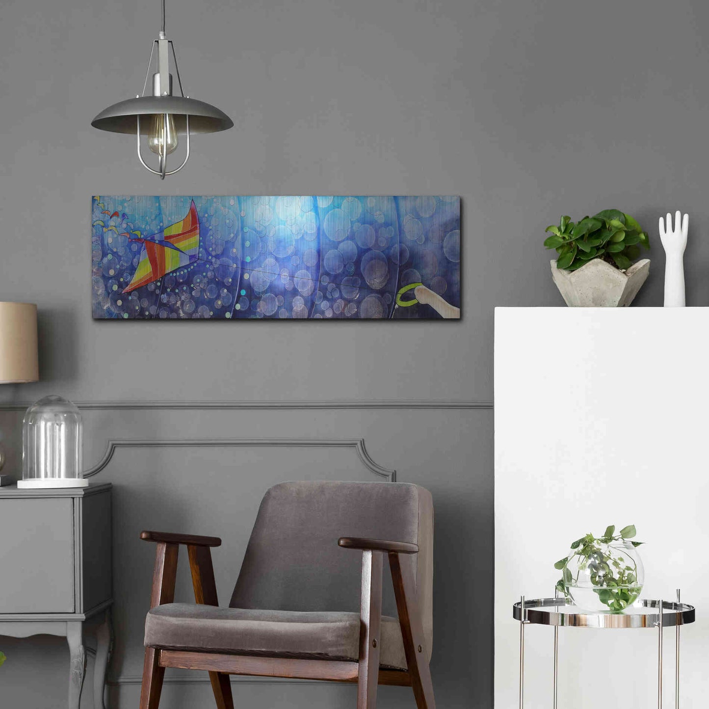 Luxe Metal Art 'Air' by Rita Shimelfarb, Metal Wall Art,36x12