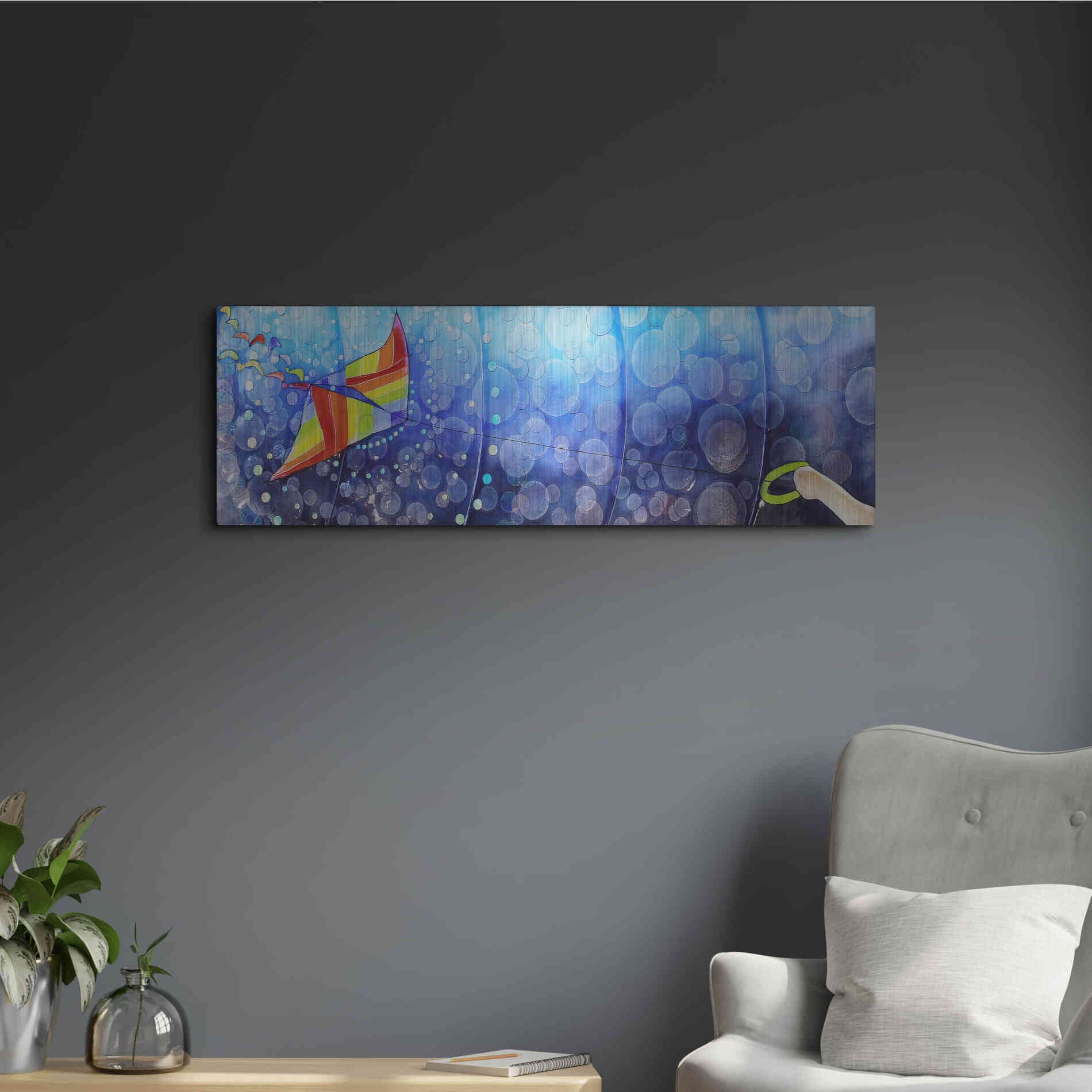 Luxe Metal Art 'Air' by Rita Shimelfarb, Metal Wall Art,36x12