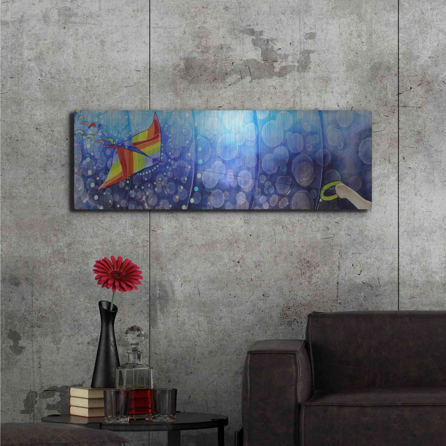 Luxe Metal Art 'Air' by Rita Shimelfarb, Metal Wall Art,48x16