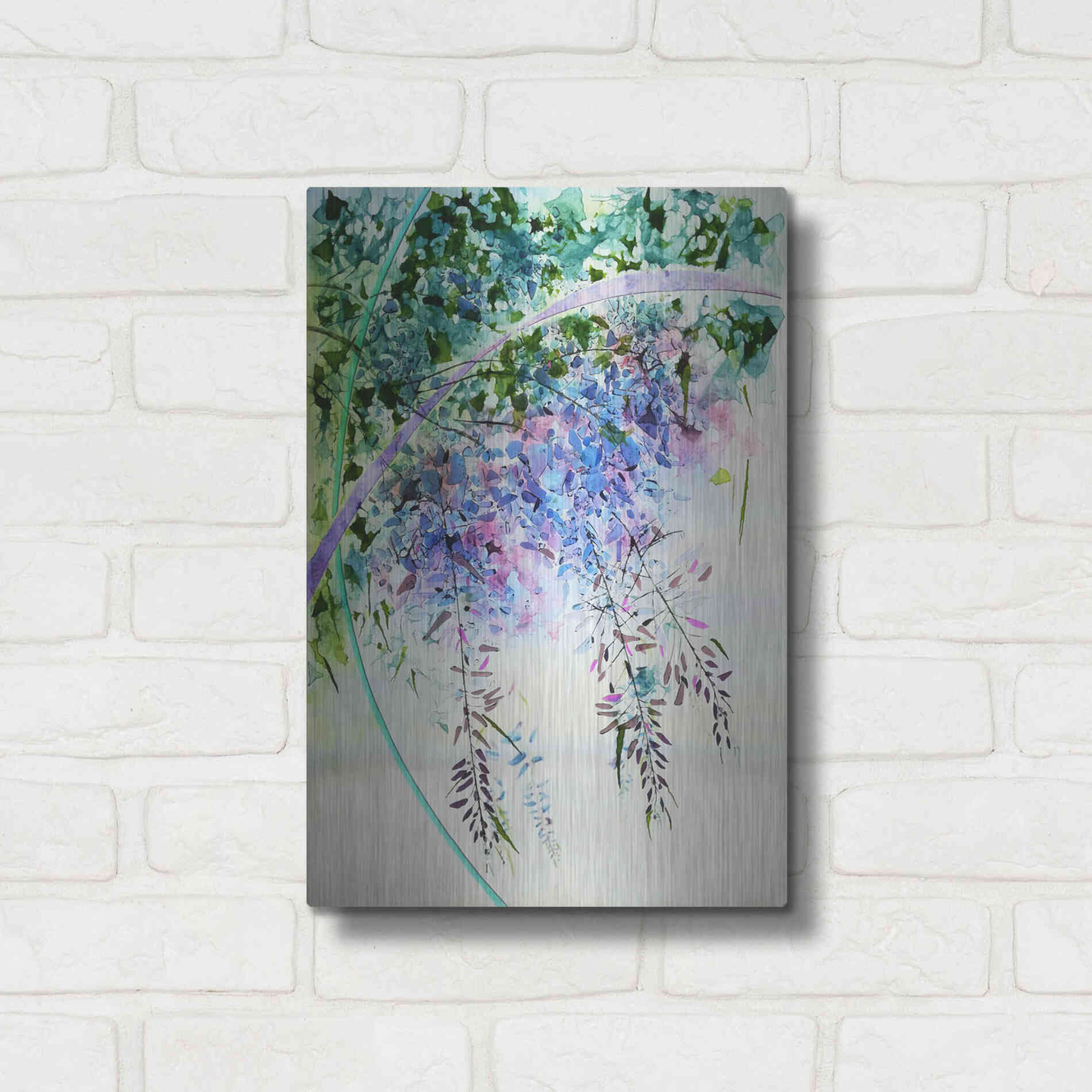 Luxe Metal Art 'Wisteria' by Rita Shimelfarb, Metal Wall Art,12x16