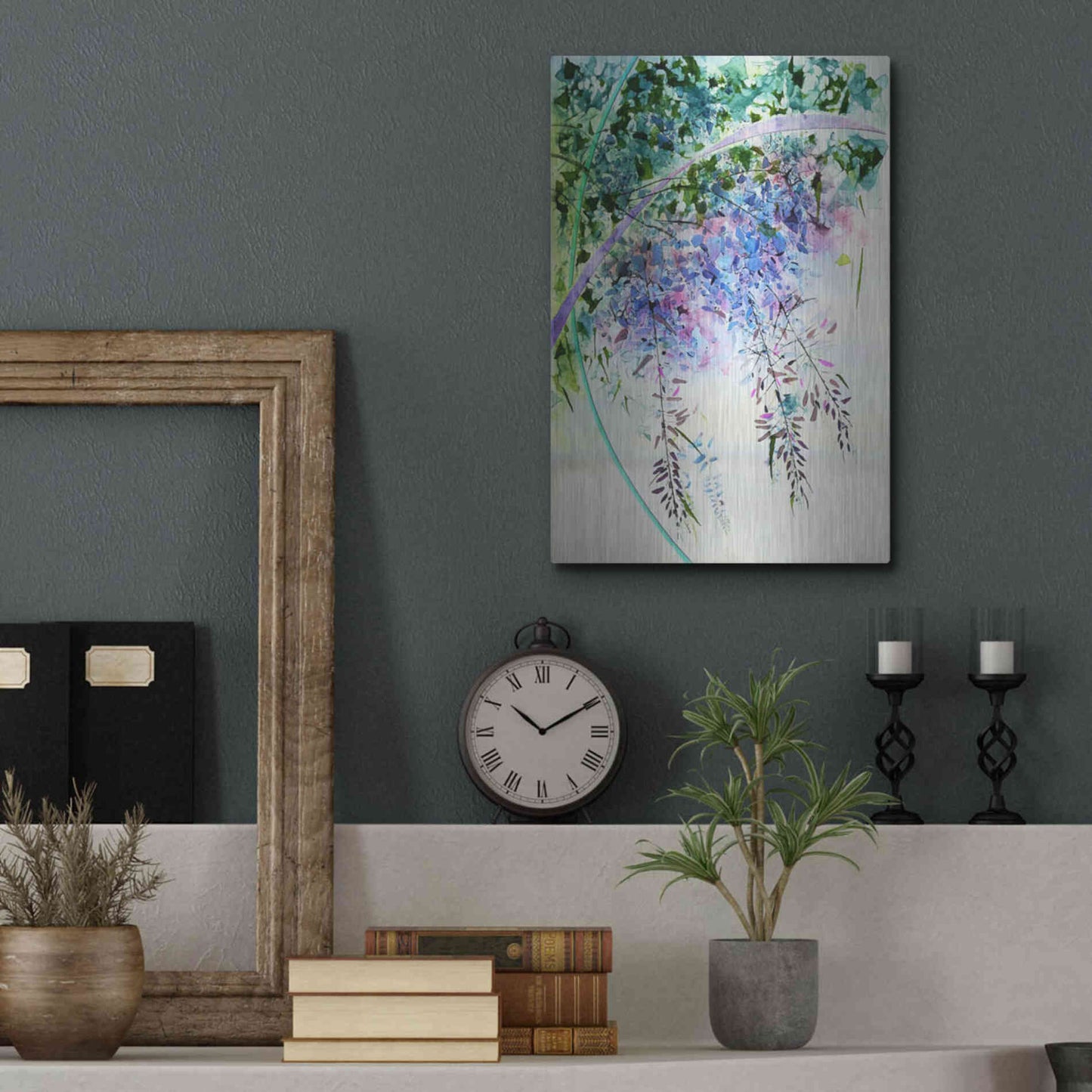 Luxe Metal Art 'Wisteria' by Rita Shimelfarb, Metal Wall Art,12x16