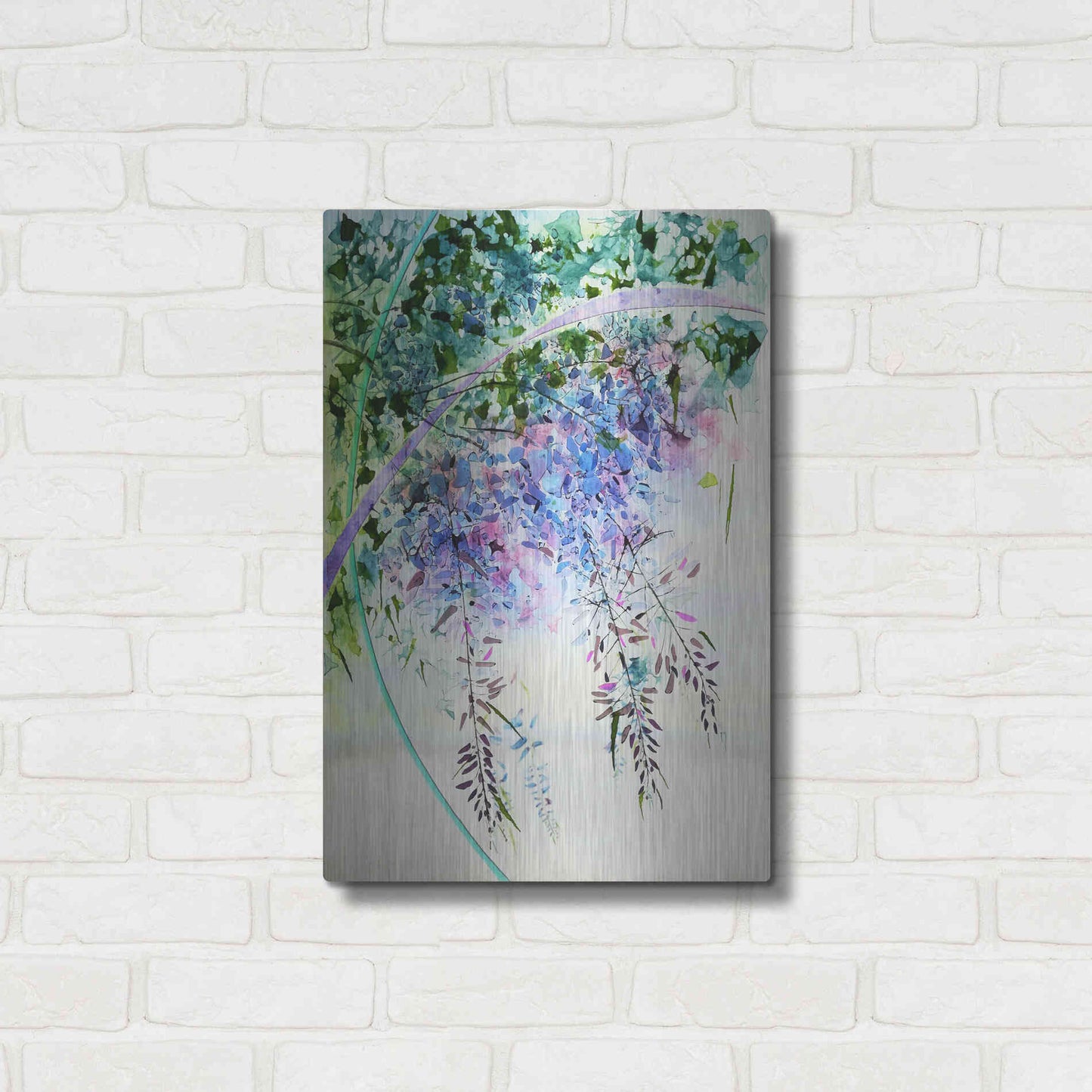 Luxe Metal Art 'Wisteria' by Rita Shimelfarb, Metal Wall Art,16x24