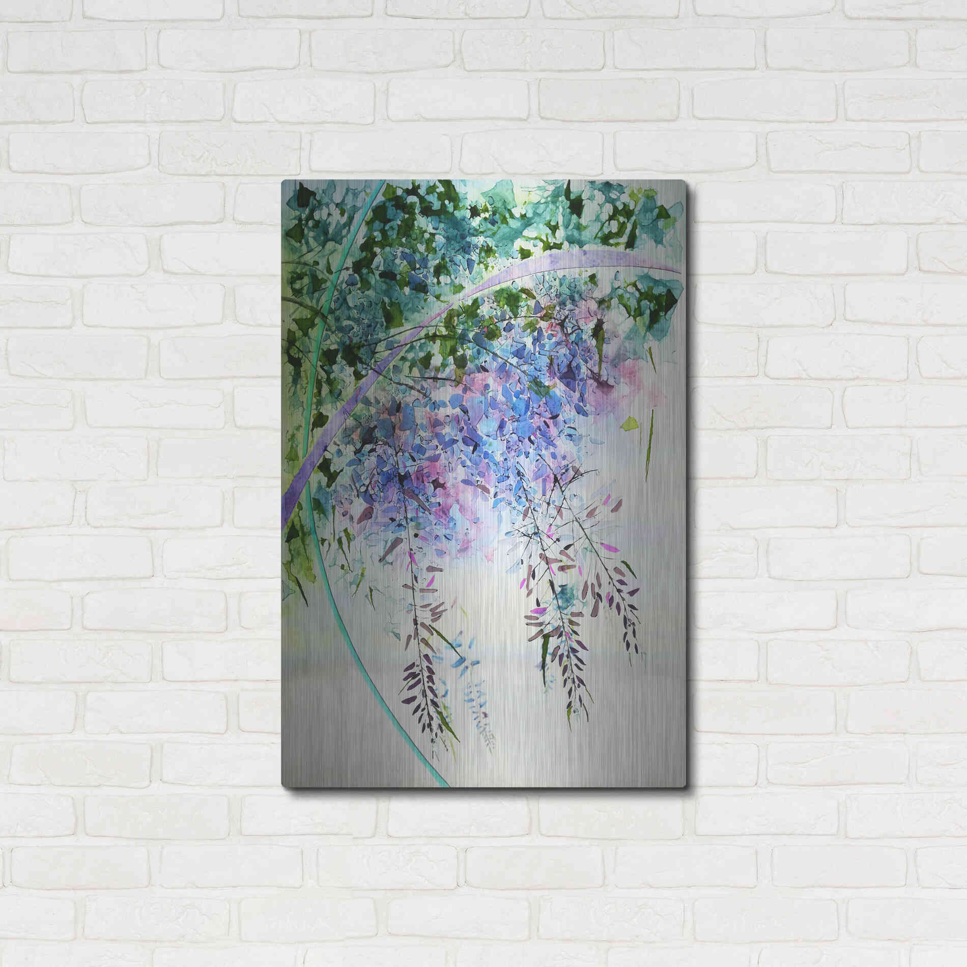 Luxe Metal Art 'Wisteria' by Rita Shimelfarb, Metal Wall Art,24x36