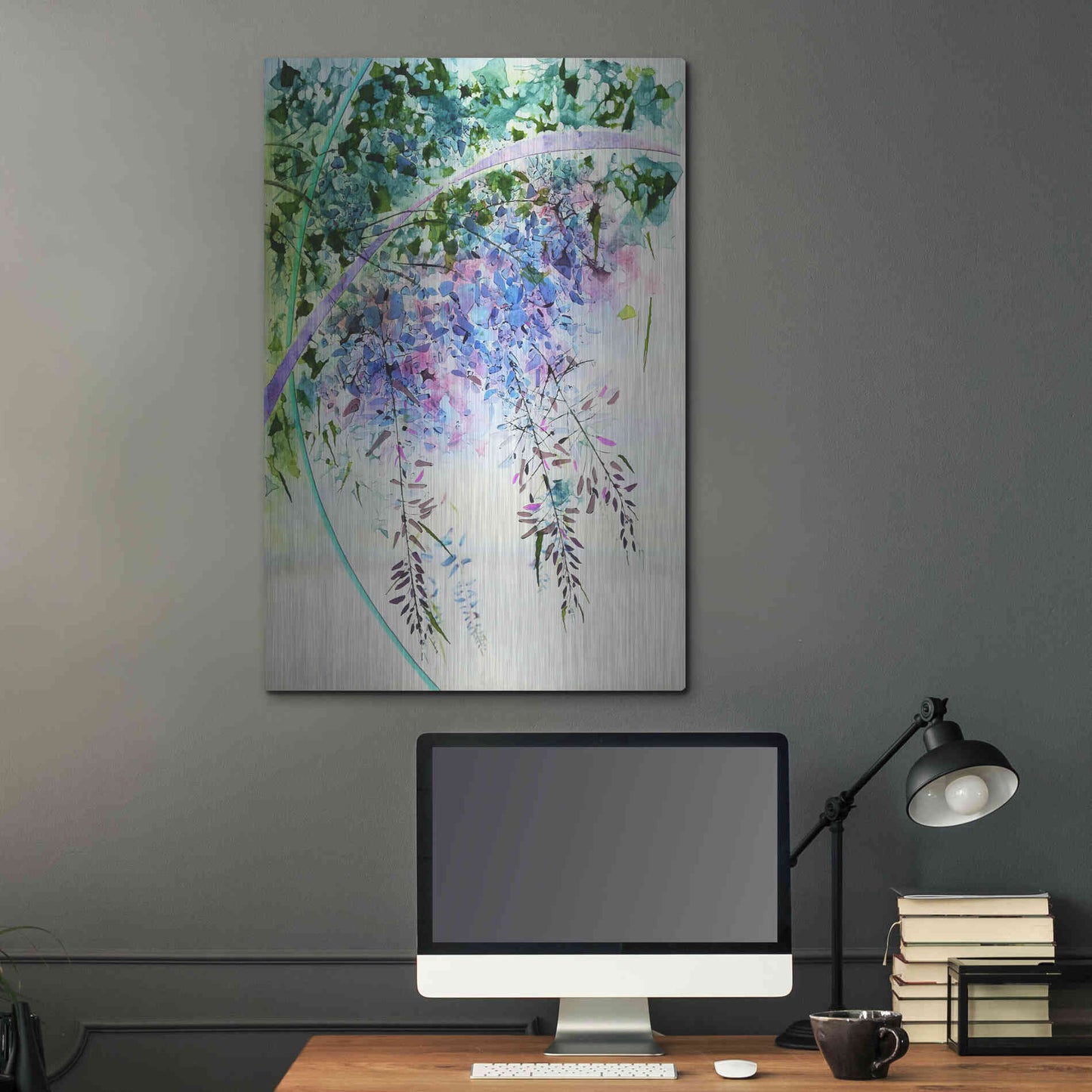 Luxe Metal Art 'Wisteria' by Rita Shimelfarb, Metal Wall Art,24x36