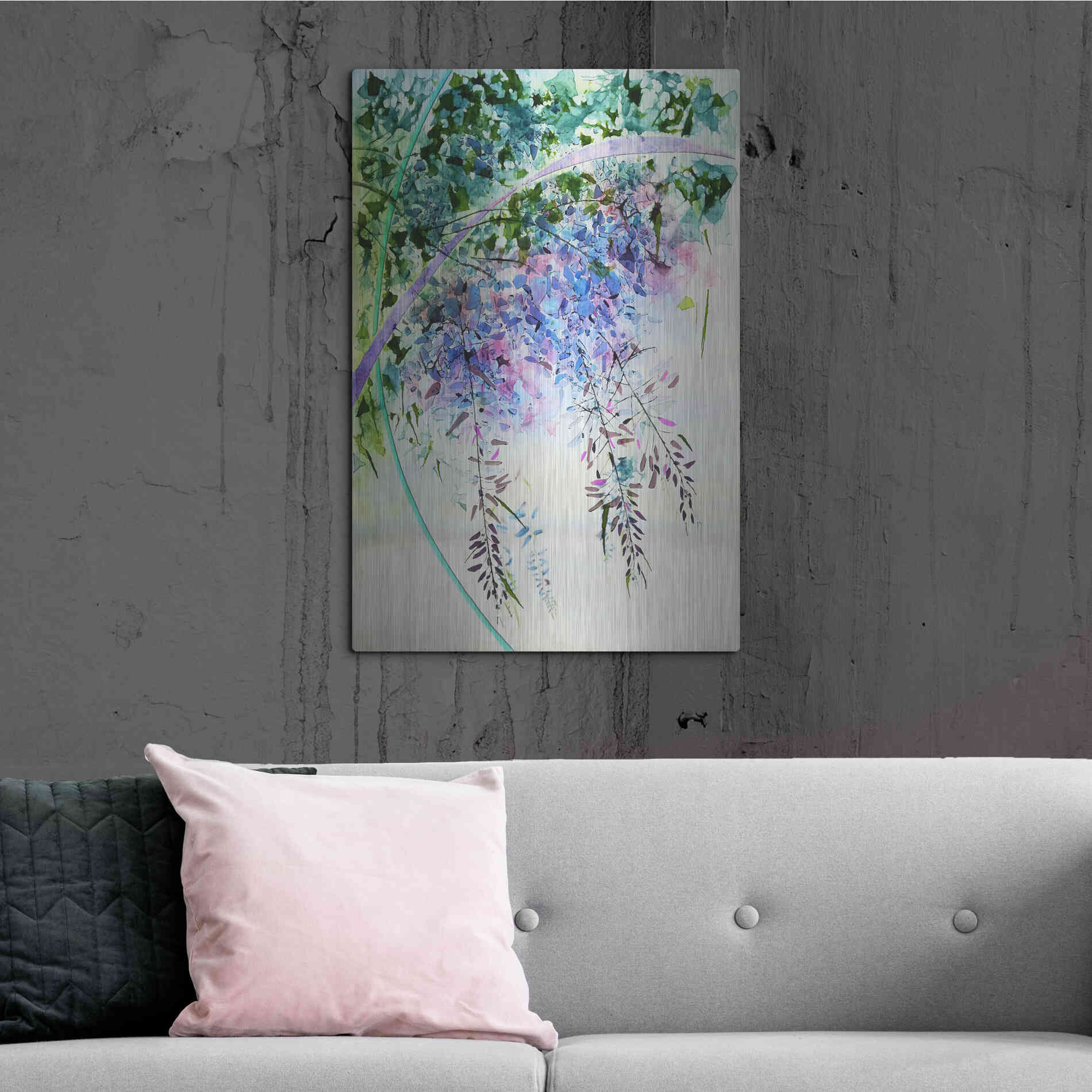 Luxe Metal Art 'Wisteria' by Rita Shimelfarb, Metal Wall Art,24x36