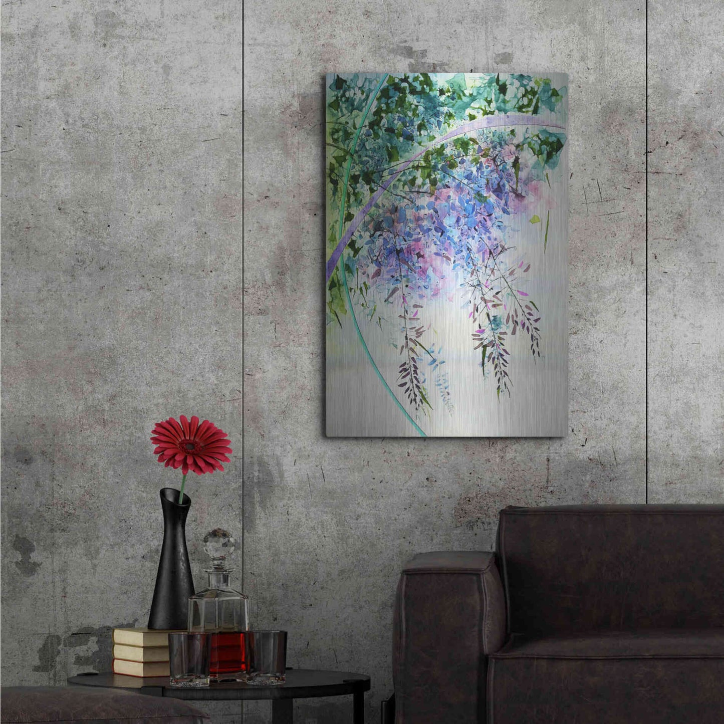 Luxe Metal Art 'Wisteria' by Rita Shimelfarb, Metal Wall Art,24x36