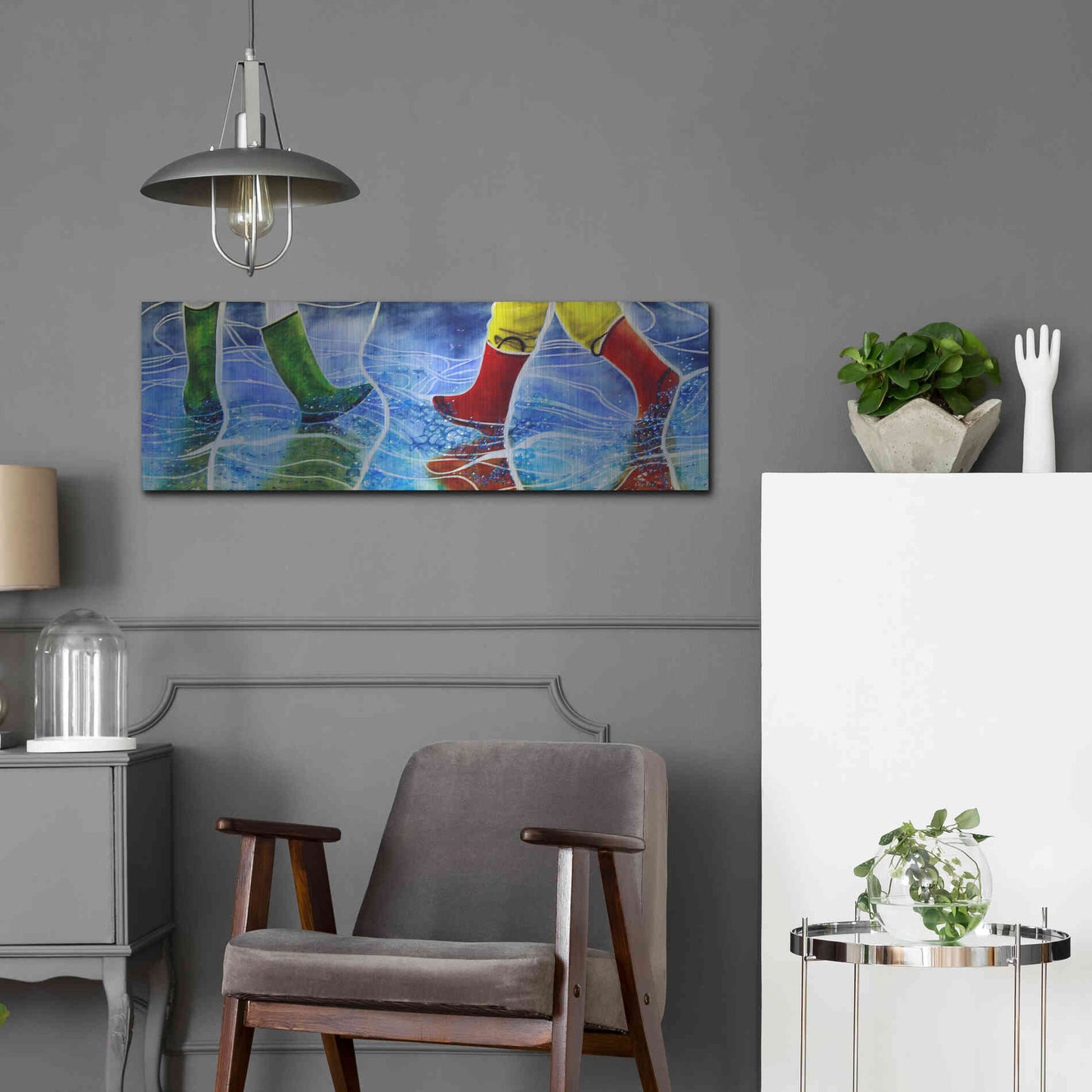 Luxe Metal Art 'Water' by Rita Shimelfarb, Metal Wall Art,36x12