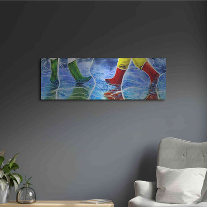 Luxe Metal Art 'Water' by Rita Shimelfarb, Metal Wall Art,36x12