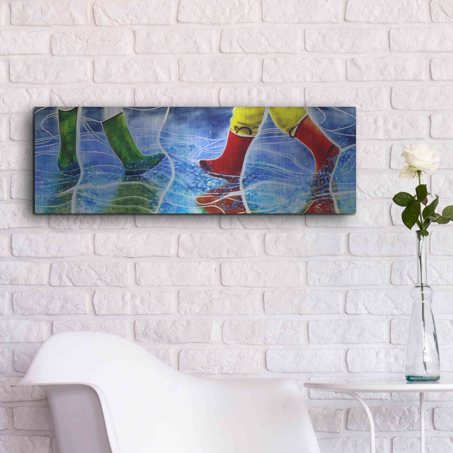 Luxe Metal Art 'Water' by Rita Shimelfarb, Metal Wall Art,36x12