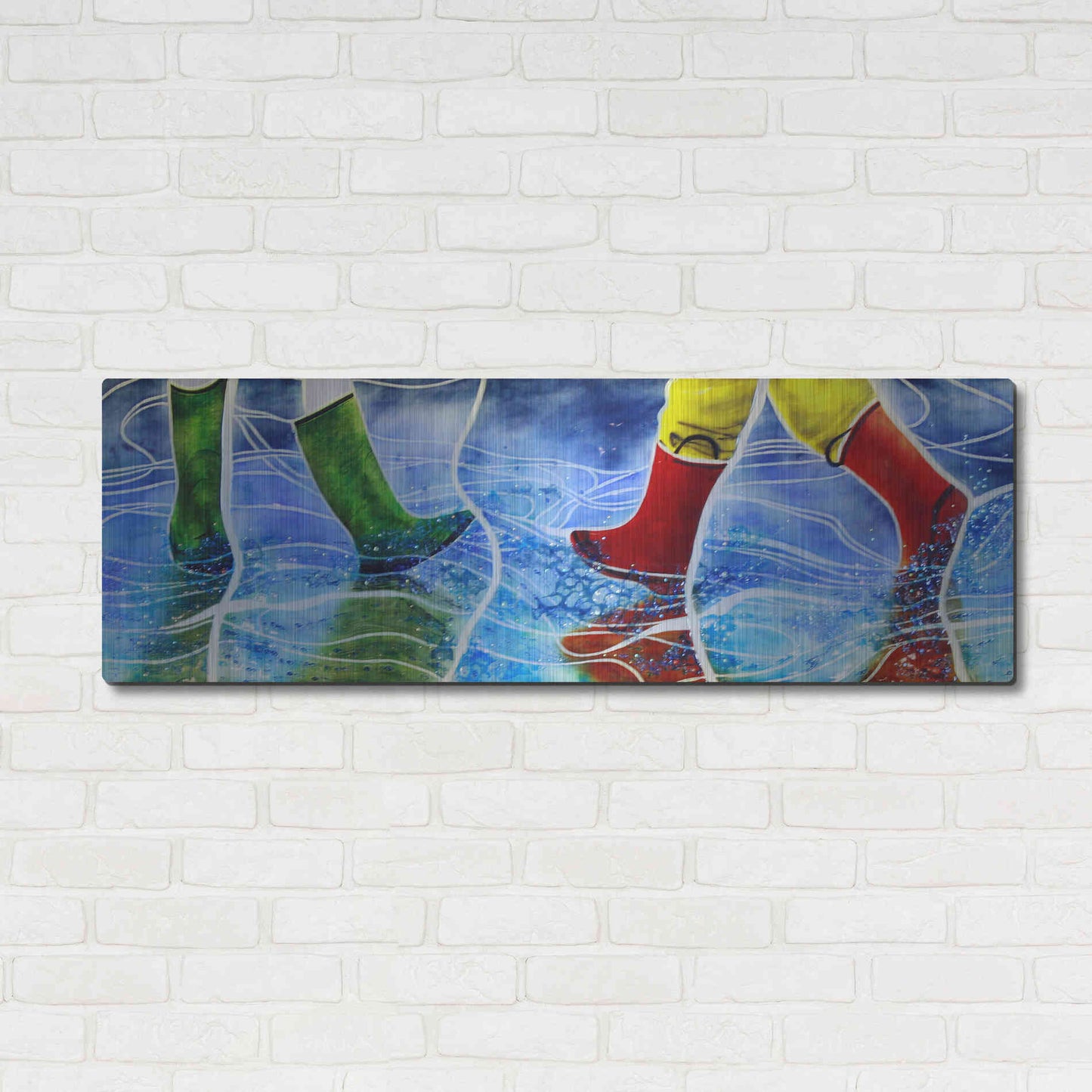 Luxe Metal Art 'Water' by Rita Shimelfarb, Metal Wall Art,48x16